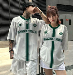 Stylish Striped Short Sleeve Men Women T-shirts Outdoor Oversize Sports Style Jersey Unisex S-5XL Basketball Tops T shirts Men