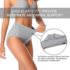 High Waisted Postpartum Underwear Womens Cotton Underwear Soft Breathable Full Coverage Stretch Panties 4pcs/pack
