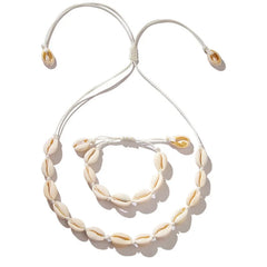 New Fashion handmade Braided Shell Necklace Bracelet Jewelry Set for Women Bohemian Beach Resort style Vocation Jewelry Gift