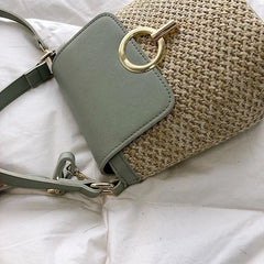 Beach Vacation Woven Women's Bag 2023 New Fashion Trend Korean Version Versatile Fashion Handheld Crossbody Bucket Bag