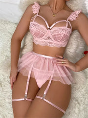 Erotic Lingerie Bra Set See Through Sexy Lingerie Outfit Fine Lace Underwear Fancy Bilizna Set Attractive Sexy Lingerie Set
