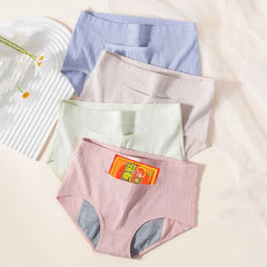 4Pcs Women's Menstrual Panties Physiological Pants Leak Proof Underwear Ladies Period Panty High Waist Cotton Briefs Lingerie