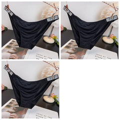 Soft Smooth French Diamond-encrusted Women's Underwear Low Waist Comfortable Cotton Crotch Breathable Triangular Pants High-end