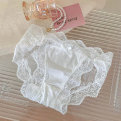 Women Sexy Lace Panties Underwear Satin Mesh Low Rise Hollow Briefs Thong
