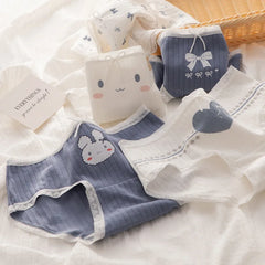 5Pcs/Set Cotton Underwear For Women Female Panties Cute Love Girl's Briefs Mid Waist Seamless Breathable Underpants Lingerie