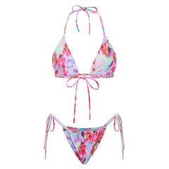hirigin Women 2 Pieces Bikini Swimsuit Spaghetti Strap Top Tie Side Triangle G-Thong Bathing Suit Beach Holiday Swimwear