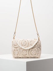 Boho Beach Bags for Women,Pearl Bag,Wicker Bag,Premiun Style Tote Bags for Ladies,Vacaition Outfits Women,Travel Must Haves