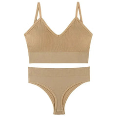 Women Underwear Set Wireless Lingerie Panties Bra Sexy G-String Seamless Tank Crop Top Brassiere New