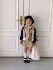 Children Clothing Set Girls Korean Style 2024 New Fashionable Spring and Autumn Suits Girls Baby Coat Short Skirt Two Piece Set