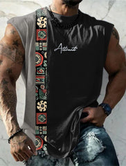 Summer New Men's Vest T Shirt Patterned Tribal Round Neck Clothing Daily Fitness Sports Vintage Sleeveless Printed Ethnic Tops