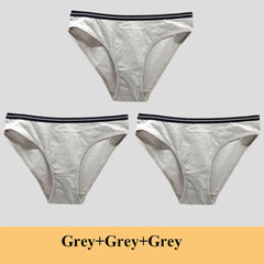 Women Underwear Ladies Panties Cotton Low Rise Solid Cute Bow Soft Breathable Briefs 3 Pcs/lot