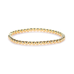 New Fashion Accessories Women' Gifts Simple Smooth Round Beads Black Ore Plated 14k Gold Elastic Hand Beads Multi-layer Bracelet