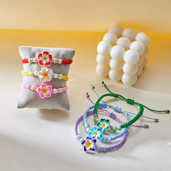Hawaiian Bracelets for Women Bohemian Woven Tropical Flower Bracelets Handmade Braid Summer Beach Girls Jewelry Accessories