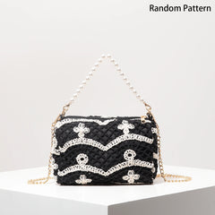 Boho Beach Bags for Women,Pearl Bag,Wicker Bag,Premiun Style Tote Bags for Ladies,Vacaition Outfits Women,Travel Must Haves