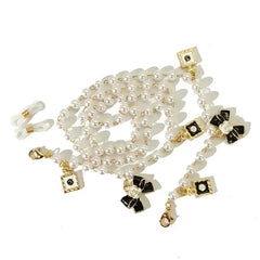 Black White Bow Pearl Glasses Chains Sunglasses Accessory for Women Lanyards Accessories