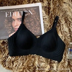 Striped design summer underwear for women, breathable, thin bra, anti-sagging, seamless, no underwire