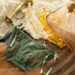Women's Lace Bow Panties Comfort Hollow Out Briefs Heart Underwear Woman Sexy Pantys Intimates Underpants M L XL
