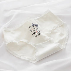 New Underwear Women Cat Print Girl Panties Spring Summer Fashion Comfort Briefs Mid Waist Seamless Underpants Female Lingerie