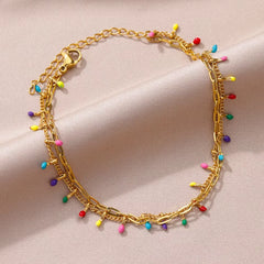 Boho Anklets for Women Summer Beach Accessories Stainless Steel Imitation Pearl Chain Anklet Gold Color Leg Bracelets Bodychain