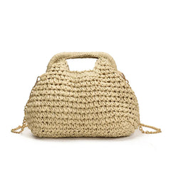 Seaside vacation shell bag 2025new arrival women's satchel bag forest style straw shoulder bag beach chain crossbody bag