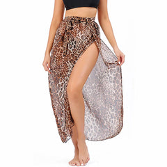 Women Long Print Sarongs Swimsuit Coverups Beach Bikini Wrap Sheer Long Skirt Chiffon Scarf Cover Ups for Swimwear