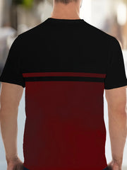 Men'S Novelty 3D Crew Neck T-Shirt,Casual Polyester Knit Fabric with Slight Stretch,Regular Fit,with Striped Pattern,