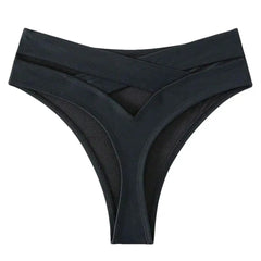 Women Sexy High Waist Swimming Briefs Solid Color Back Cutout Swim Trunks Bikini Bottom Swimwear Beachwear Brazilian Bikini
