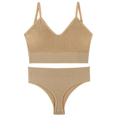 Women Underwear Set Wireless Lingerie Panties Bra Sexy G-String Seamless Tank Crop Top Brassiere New