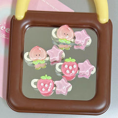 Women's Hair Accessories Kawaii Pink Hairpin Star Peach Strawberry Sweet Girls Bangs Clip Side