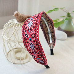 Women Wide Turban Hair Accessories Headwear Embroidered Ribbon Hair Hoop Hairbands Headbands Head Wraps