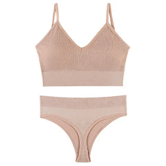 Women Underwear Set Wireless Lingerie Panties Bra Sexy G-String Seamless Tank Crop Top Brassiere New