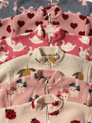 Kids 25 Autumn Winter New Children's Clothing Ks Kitten Bow Swan Beetle Lamb Fur Coat Kids Jackets for Girls