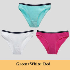 Women Underwear Ladies Panties Cotton Low Rise Solid Cute Bow Soft Breathable Briefs 3 Pcs/lot