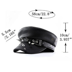 Women's Accessories Black Pu Leather Flat Top Captain Military Caps Women's Trendy Beret