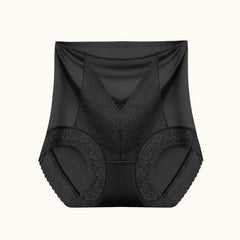 Women High Waist Panties Ice Silk Lace Sexy Breathable Briefs Underwear Luxury Satin Seamless Butt Up Female Underpants Lingerie