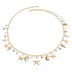 Fashion Bohemian Waist Chain Sea Star Starfish Shell Pendant Shell Waist Link Beach Bikini Alloy Jewelry Accessories for Women
