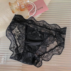 Women Sexy Lace Panties Underwear Satin Mesh Low Rise Hollow Briefs Thong