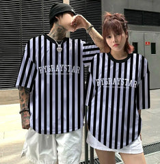 Stylish Striped Short Sleeve Men Women T-shirts Outdoor Oversize Sports Style Jersey Unisex S-5XL Basketball Tops T shirts Men