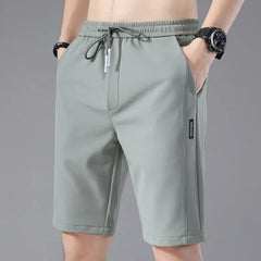 Summer Men's Casual Pants Thin Soft Elasticity Lace-up Waist Solid Color Pocket Applique Korea Grey Black Work Trousers Male