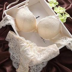 Women 2 Pieces Lingerie Set Sexy Deep V Neck Lace Floral Push Up Bra and Panties Underwear Intimates Embroidery Knickers