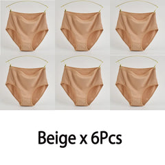 Women's High Waist Cotton Underwear Panties Striped Knitted Soft Breathable Underpants Intimate Lingerie Female Briefs Woman
