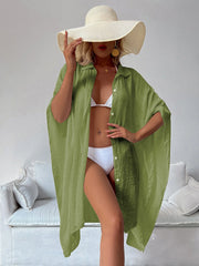 Beach Shirt Women Swimsuit Cover Up Solid Batwing Sleeve Loose Soft Bathing Suits Tunic Kimono Dress Pareo Beachwear