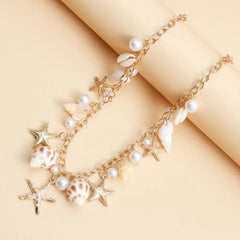 Fashion Bohemian Waist Chain Sea Star Starfish Shell Pendant Shell Waist Link Beach Bikini Alloy Jewelry Accessories for Women