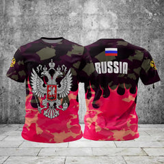 Russia Men's T-shirts Casual Loose Round Neck Russian Flag Short Sleeved Tops Tees Men's Clothing Oversized T-shirt Streetwear