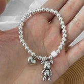 Stainless steel Bracelets for Women String of Beads Accessories Trend Vintage Simple Cute Bear Pendant Party Jewelry