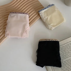 Women's Panties Soft Sexy Lace Semi-transparent Briefs Breathable Mid Waist Color Spelling Comfortable Thin Underwear Intimates