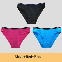 Women Underwear Ladies Panties Cotton Low Rise Solid Cute Bow Soft Breathable Briefs 3 Pcs/lot