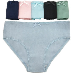 Womens Underwear Hipster Cotton Briefs Low Waist Everyday Style Solid Sexy Panties Ladies Knickers Lingerie 6 Pcs/set