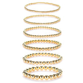 New Fashion Accessories Women' Gifts Simple Smooth Round Beads Black Ore Plated 14k Gold Elastic Hand Beads Multi-layer Bracelet