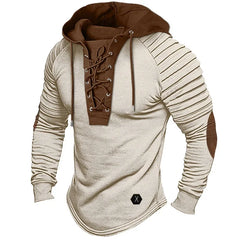 Muscle Men's Clothing. Solid Color Hoodie. New Style Men's T-shirt Top. Pleated Hood. Street Style Long-sleeved T-shirt. S-XXXL